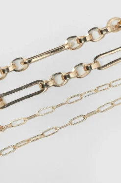 Bracelets*boohoo Long Oval Link Two Pack Bracelets gold