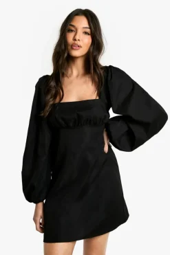 Smock Dresses|Mini Dresses*boohoo Long Puff Sleeve Mini Dress black