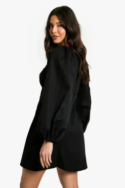 Smock Dresses|Mini Dresses*boohoo Long Puff Sleeve Mini Dress black