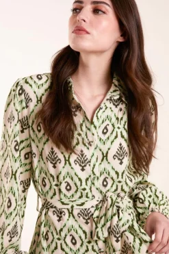 Shirt Dresses*Blue Vanilla Long Sleeve Mini Shirt Dress Green