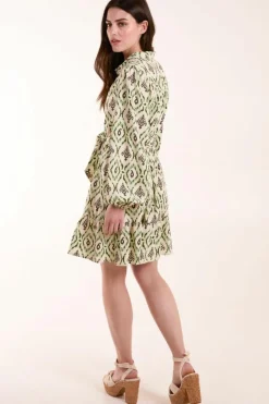 Shirt Dresses*Blue Vanilla Long Sleeve Mini Shirt Dress Green