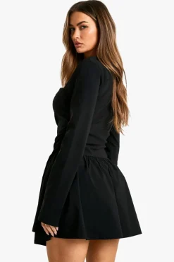 Skater Dresses|Mini Dresses*boohoo Long Sleeve Skater Mini Dress black