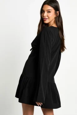 Smock Dresses|Mini Dresses*boohoo Long Sleeve Tiered Smock Dress black