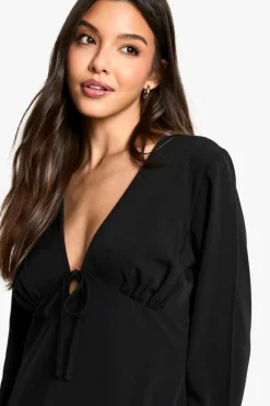 Smock Dresses|Mini Dresses*boohoo Long Sleeve Tiered Smock Dress black