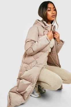 Up To 80% Off Winter Warmers|Puffer Jackets*boohoo Longline Puffer Jacket stone