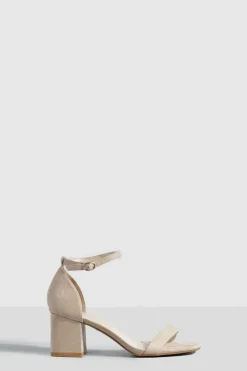 Heels*boohoo Low Block Barely There Heels nude