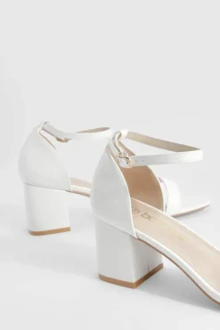 Heels*boohoo Low Block Barely There Heels white
