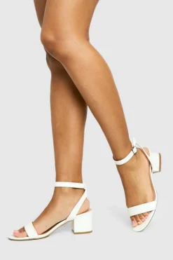 Heels*boohoo Low Block Barely There Heels white