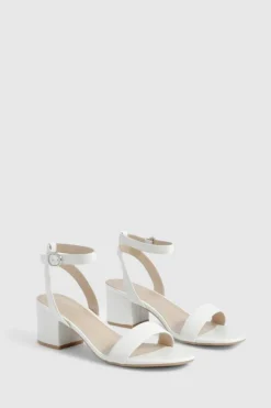 Heels*boohoo Low Block Barely There Heels white