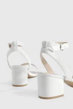 Heels*boohoo Low Block Barely There Heels white