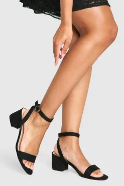 Heels*boohoo Low Block Barely There Heels black
