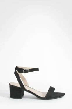 Heels*boohoo Low Block Barely There Heels black