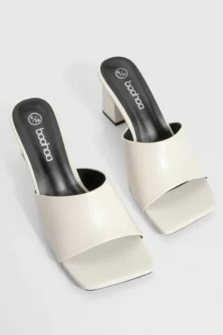 Sandals|Heels*boohoo Low Block Heeled Mules cream