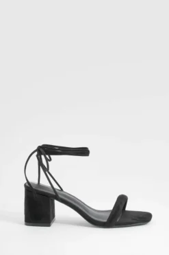 Heels*boohoo Low Block Wrap Up Heels black