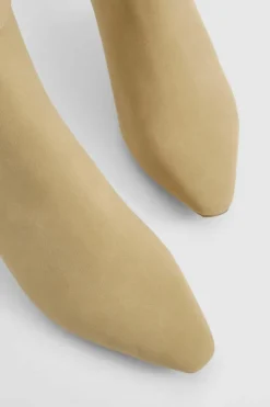 Over The Knee Boots|Knee High Boots*boohoo Low Heel Buckle Detail Pointed Knee High Boots taupe