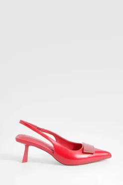 Heels*boohoo Low Slingback Point Heeled Courts red