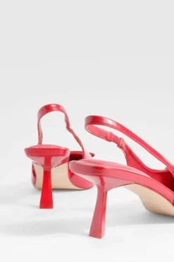 Heels*boohoo Low Slingback Point Heeled Courts red