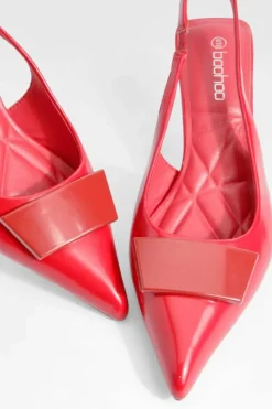 Heels*boohoo Low Slingback Point Heeled Courts red