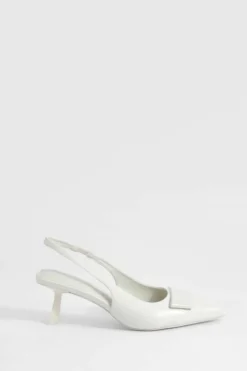 Heels*boohoo Low Slingback Point Heeled Courts white