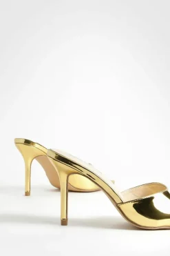 Heels|Sandals*boohoo Low Stiletto Pointed Toe Heeled Mules gold