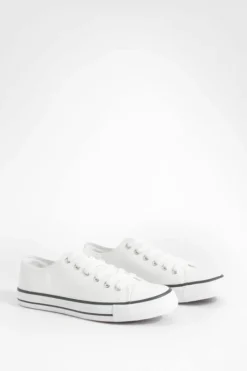 Trainers*boohoo Low Top Lace Up Trainers white