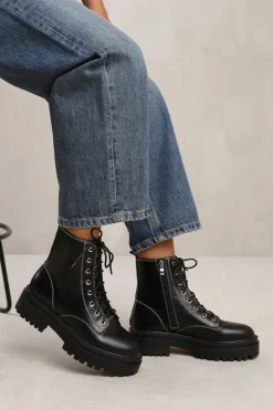 Chunky Boots|Ankle Boots*Where's That From Luna' Lace Up Ankle Boot With Chunky Sole Black
