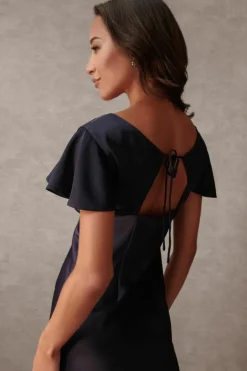 Midi Dresses*Blue Vanilla Luxe Angel Sleeve Midi Dress Navy