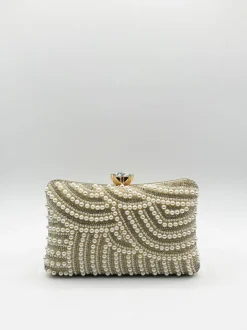 Clutch Bags*SVNX Luxurious Pearl Embellished Clutch Bag Gold