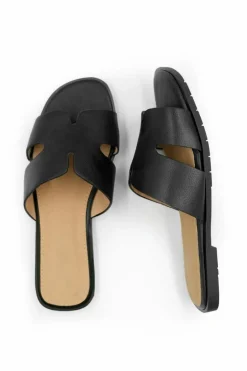 Sandals*Where's That From Mae' Wide Fit Pu Strap Sandals Black