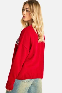 Oversized Jumpers|Jumpers*boohoo Manhattan Oversized Knitted Crew Neck Jumper red