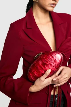 Handbags|Clutch Bags*boohoo Marble Acrylic Oval Clutch Bag red