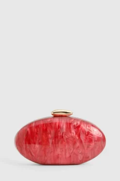 Handbags|Clutch Bags*boohoo Marble Acrylic Oval Clutch Bag red