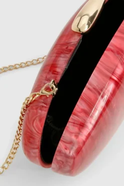 Handbags|Clutch Bags*boohoo Marble Acrylic Oval Clutch Bag red