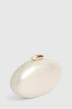 Handbags|Clutch Bags*boohoo Marble Acrylic Oval Clutch Bag white