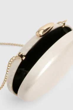 Handbags|Clutch Bags*boohoo Marble Acrylic Oval Clutch Bag white