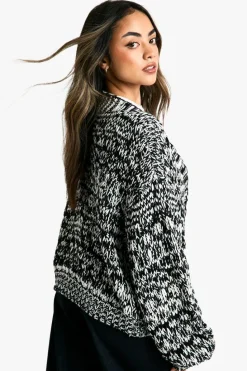 Cardigans|Knitwear*boohoo Marl Chunky Knitted Cardigan black