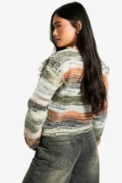 Cardigans*boohoo Marl Fringe Detail Knitted Cardigan grey marl