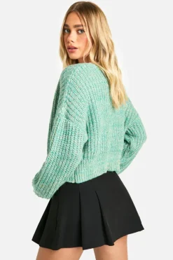 Cardigans|Knitwear*boohoo Marl Knitted Button Cardigan green
