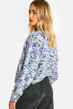 Cardigans*boohoo Marl Knitted Cropped Cardigan blue