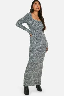 Jumper Dresses|Jumper Dresses*boohoo Marl Knitted Scoop Neck Maxi Dress black