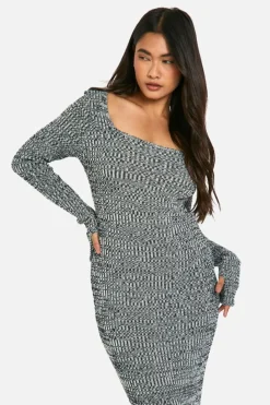 Jumper Dresses|Jumper Dresses*boohoo Marl Knitted Scoop Neck Maxi Dress black