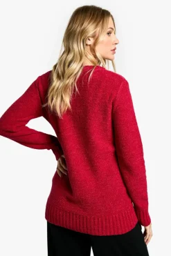 Jumpers|Knitwear*boohoo Maternity Boucle Knit Crew Neck Jumper red