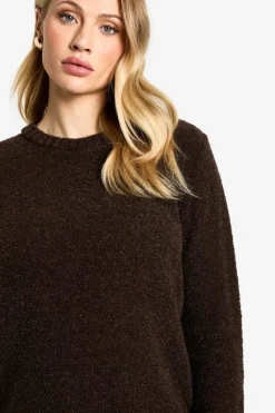 Jumpers|Knitwear*boohoo Maternity Boucle Knit Crew Neck Jumper chocolate
