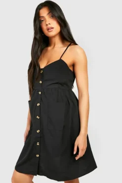 Skater Dresses*boohoo Maternity Button Front Pocket Skater Dress black