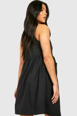 Skater Dresses*boohoo Maternity Button Front Pocket Skater Dress black