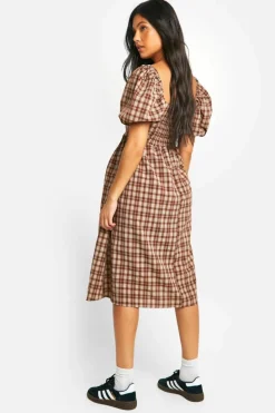 Smock Dresses|Midi Dresses*boohoo Maternity Checked Midi Smock Dress brown