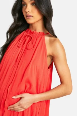 Smock Dresses*boohoo Maternity Cheesecloth Sleeveless Smock Dress red