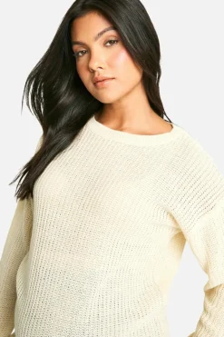 Jumpers|Knitwear*boohoo Maternity Crew Neck Jumper stone