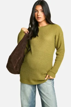 Jumpers|Up To 80% Off Winter Warmers*boohoo Maternity Crew Neck Jumper khaki
