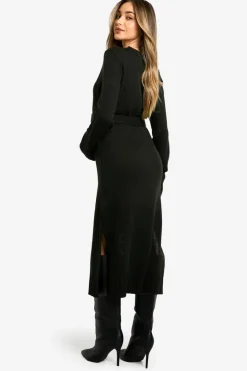 Midi Dresses|Jumper Dresses*boohoo Maternity Crew Neck Jumper Midi Dress black